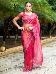 Embroidered Net Saree