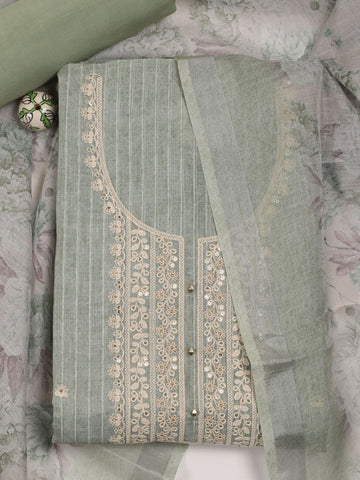 Neck Embroidered Tissue Unstitched Suit With Dupatta