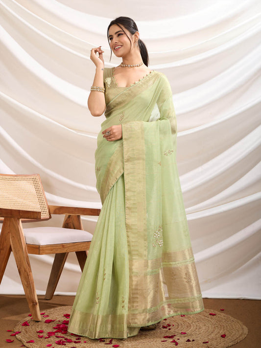 Woven Border Linen Saree