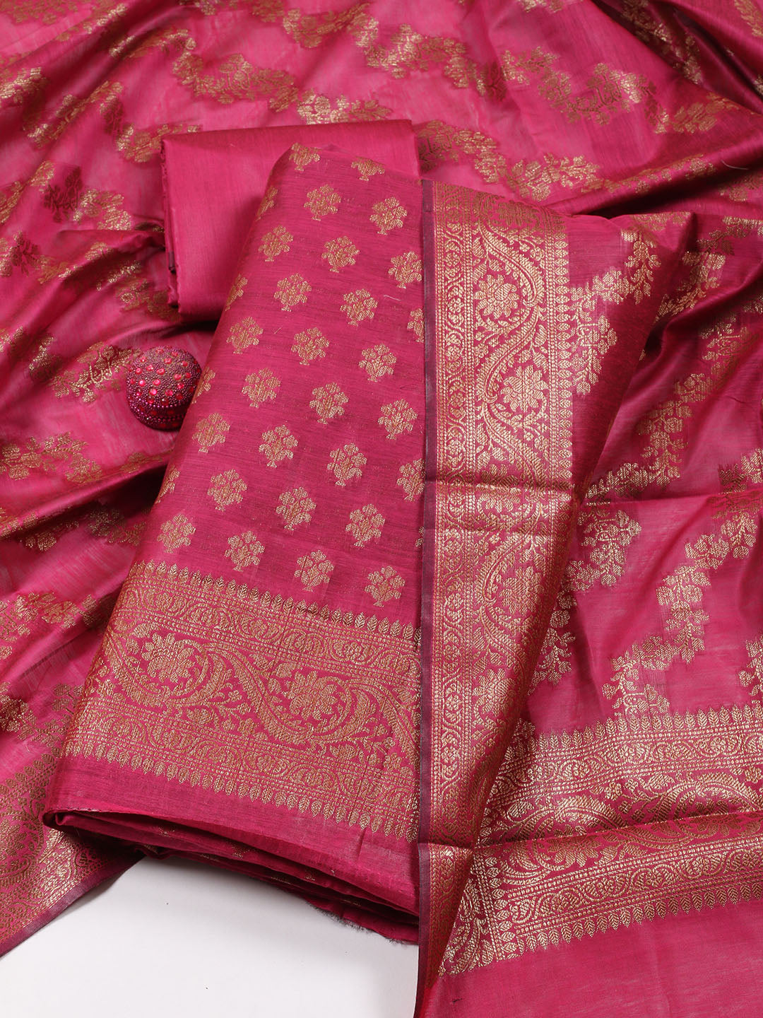 Woven Chanderi Unstitched Suit Piece With Dupatta