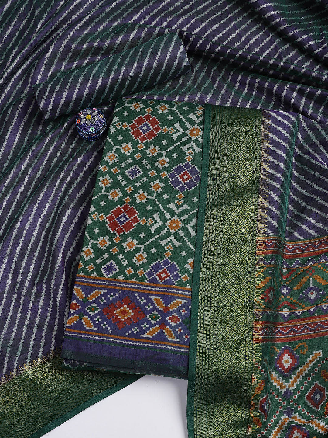 Art Silk Unstitched Suit Piece With Dupatta
