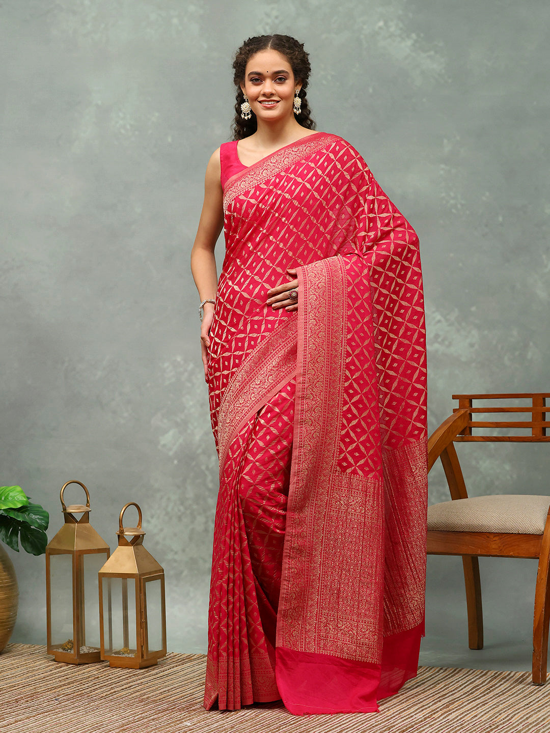 Woven Jaal Georgette Saree