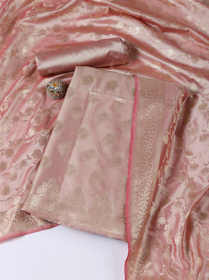 Woven Chanderi Unstitched Suit Piece With Dupatta