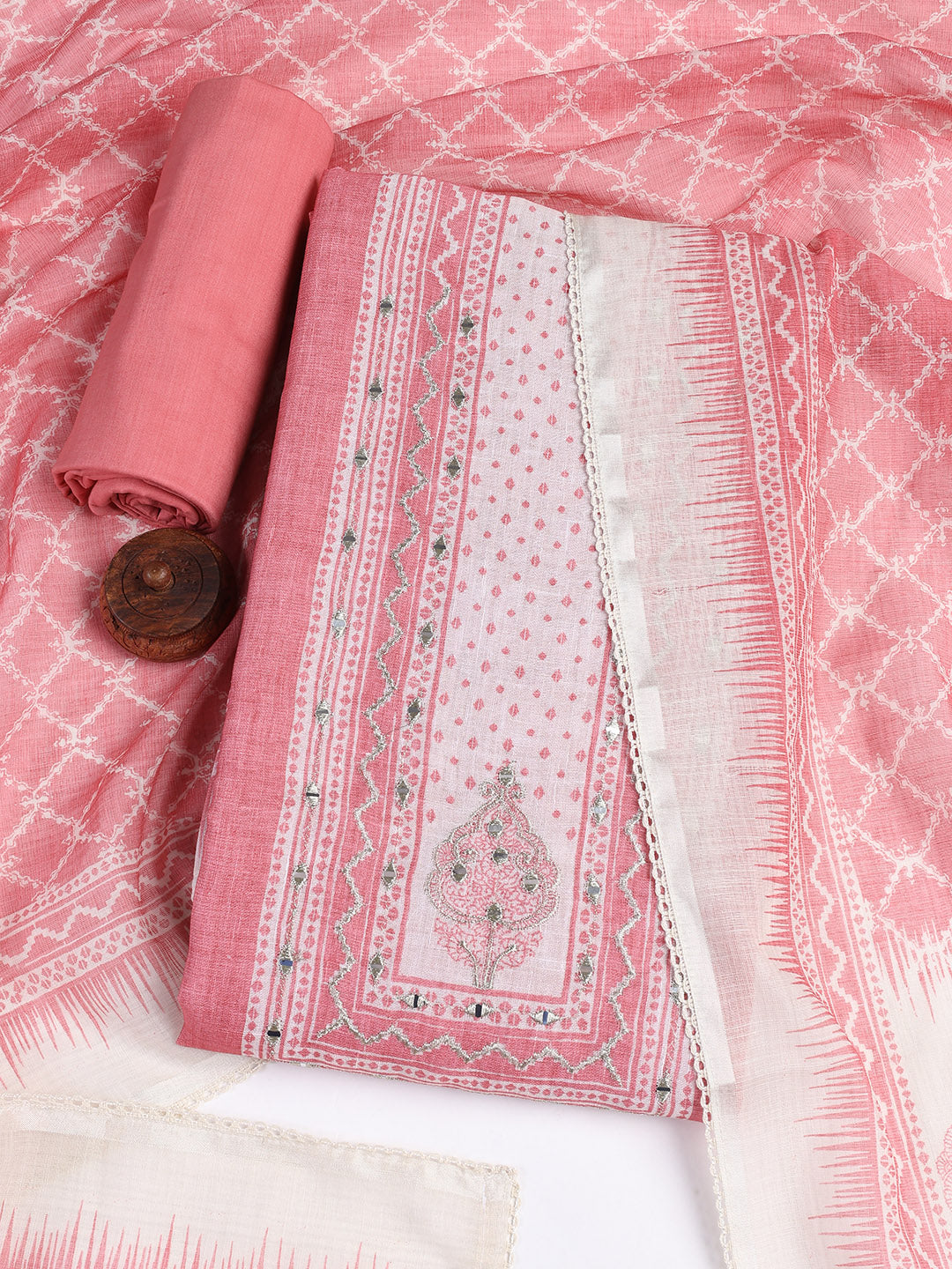 Printed Linen Unstitched Suit With Dupatta