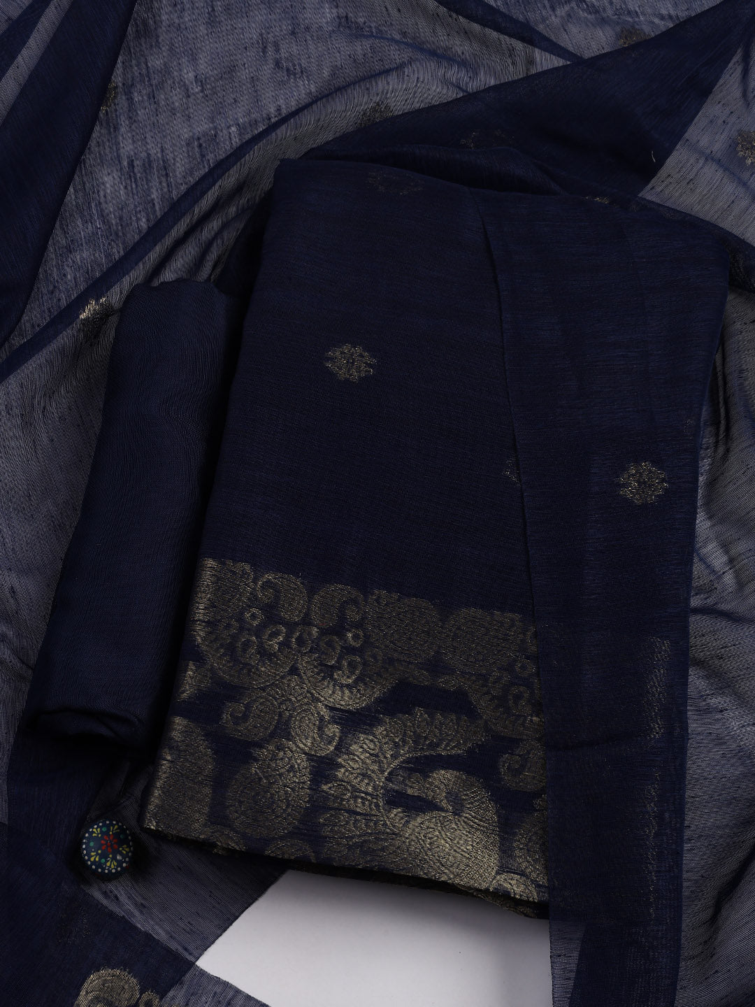 Woven Chanderi Unstitched Suit Piece With Dupatta