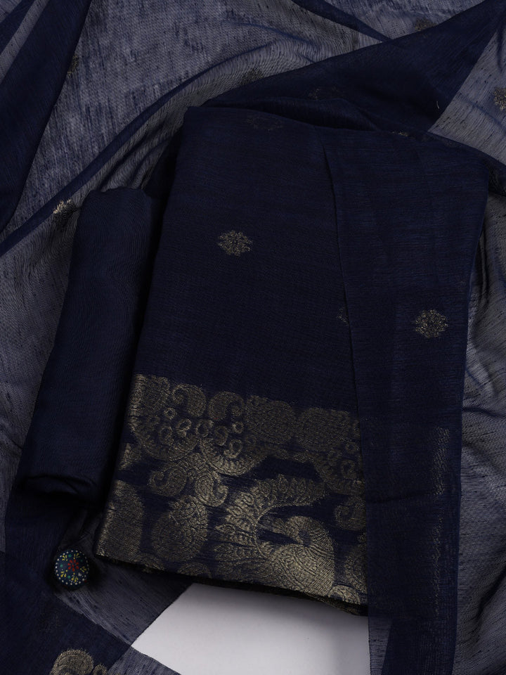Woven Chanderi Unstitched Suit Piece With Dupatta