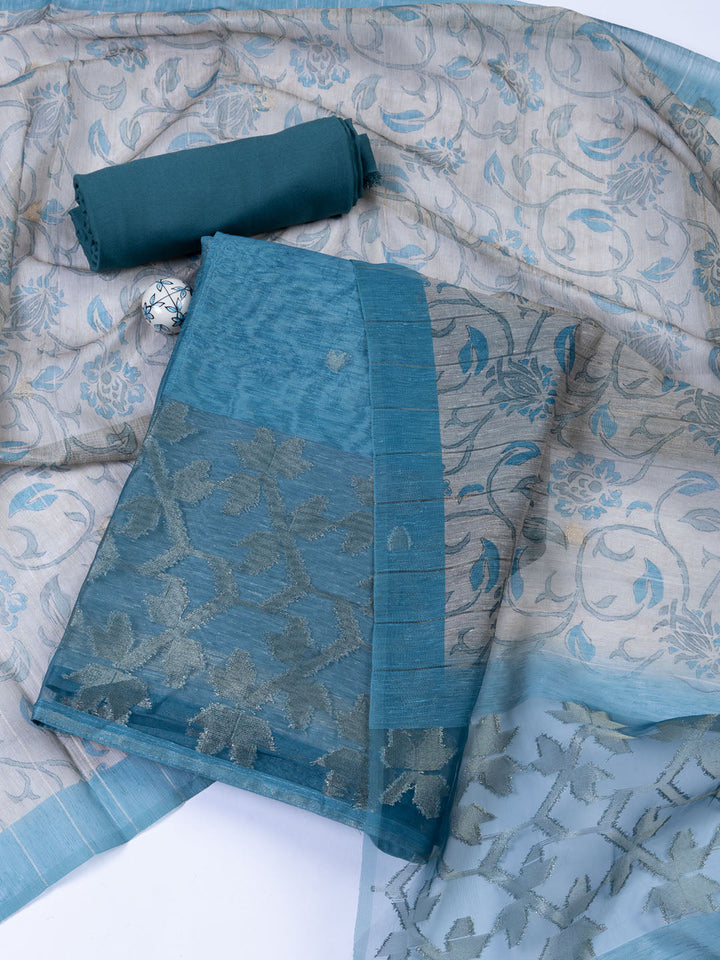 Woven Tissue Unstitched Suit With Dupatta