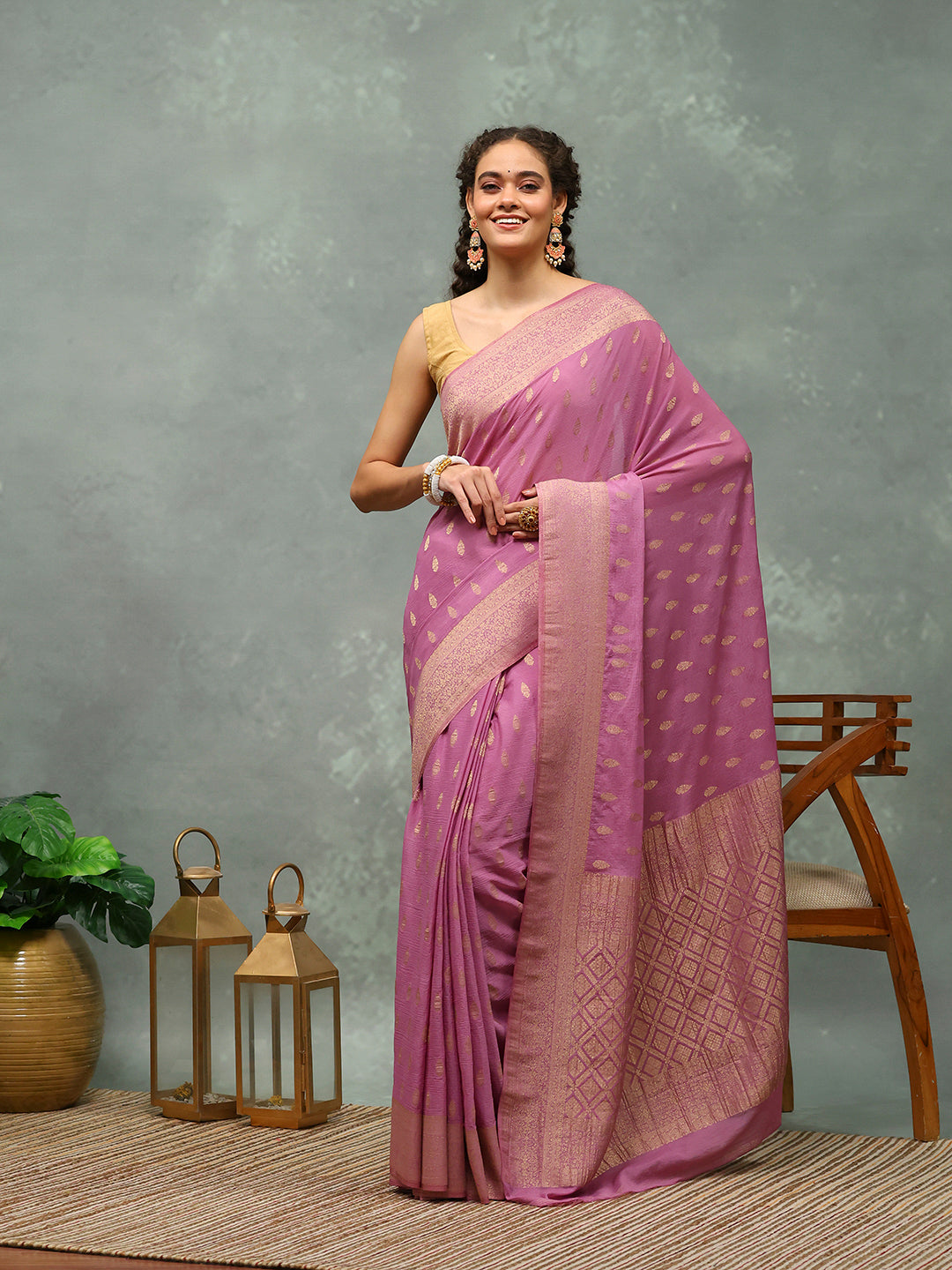 Woven Border Georgette Saree