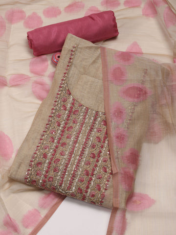 Kantha Work Chanderi Unstitched Suit Piece With Dupatta