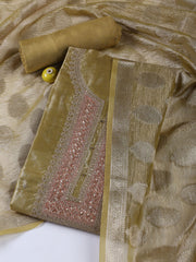 Neck Embroidery Tissue Unstitched Suit With Dupatta