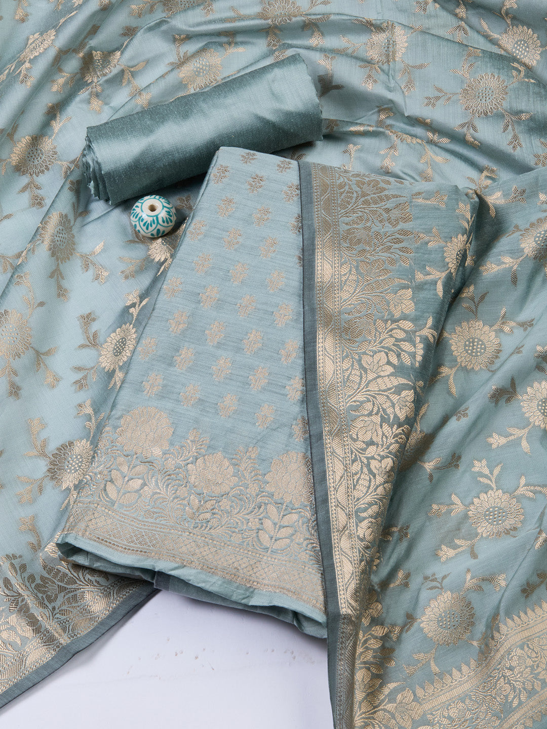 Woven Chanderi Unstitched Suit With Dupatta