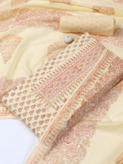 Neck Work Cotton Blend Unstitched Suit With Dupatta