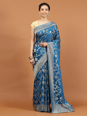 Zari Jaal & Swarovski Georgette Woven Saree