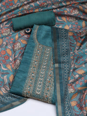 Neck Embroidery Art Tussar Unstitched Suit With Dupatta