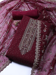 Embroidered Organza Unstitched Suit Piece With Dupatta