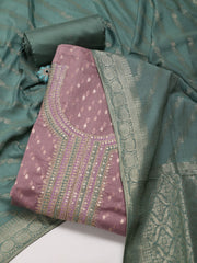 Neck Embroidered Unstitched Suit With Dupatta