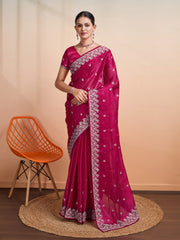 Embroidered Linen Blend Saree