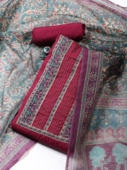 Printed Chanderi Unstitched Suit With Dupatta