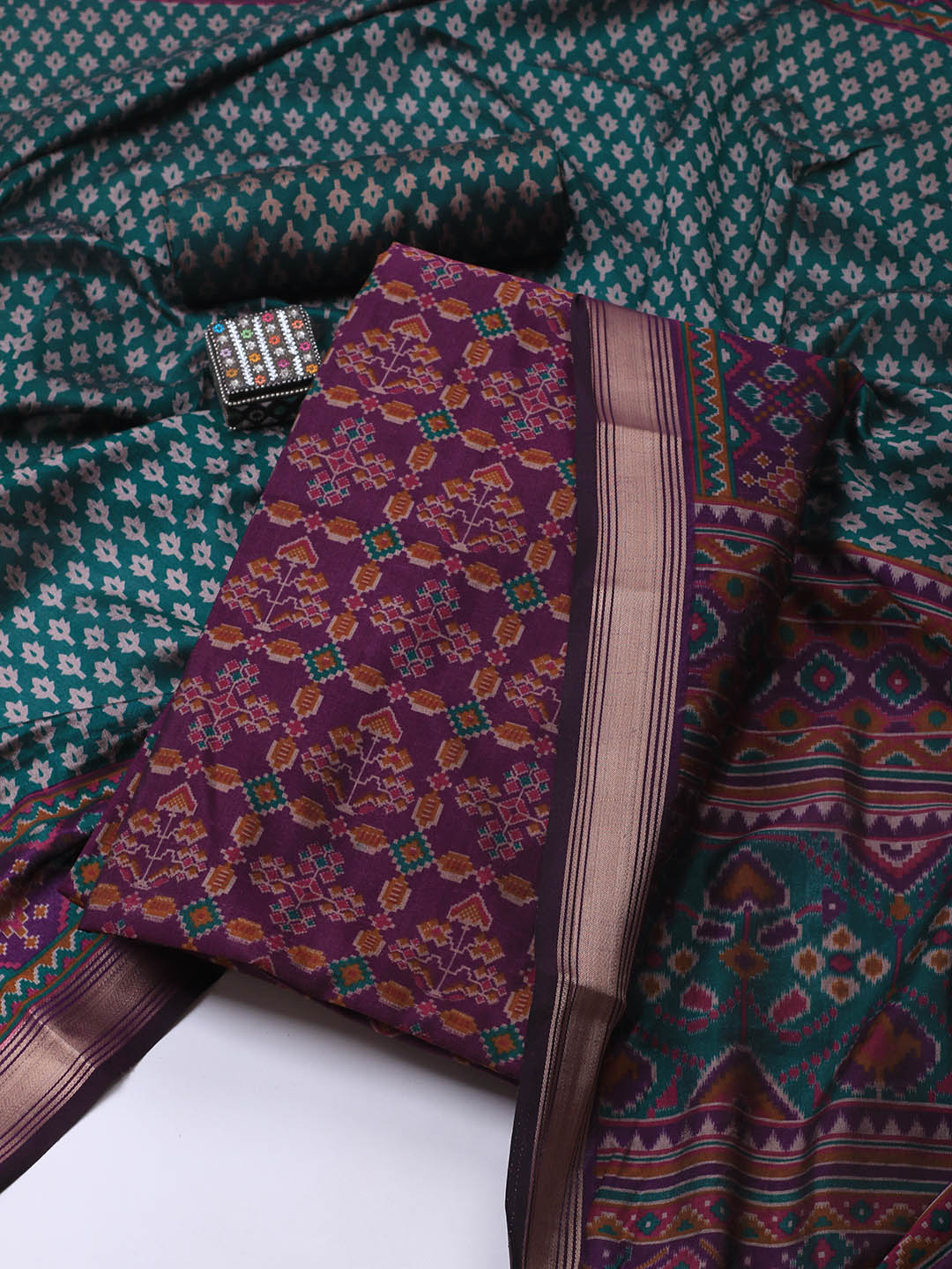 Art Silk Unstitched Suit Piece With Dupatta