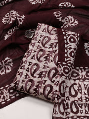 Printed Cotton Blend Unstitched Suit With Dupatta