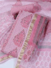 Neck Work Cotton Blend Unstitched Suit With Dupatta