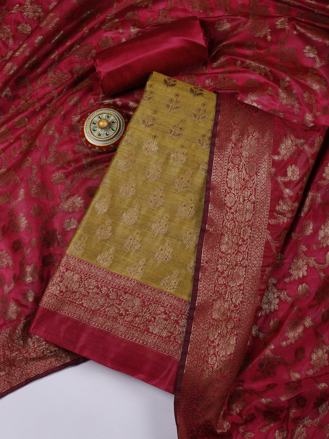 Banarasi Chanderi Unstitched Suit With Dupatta