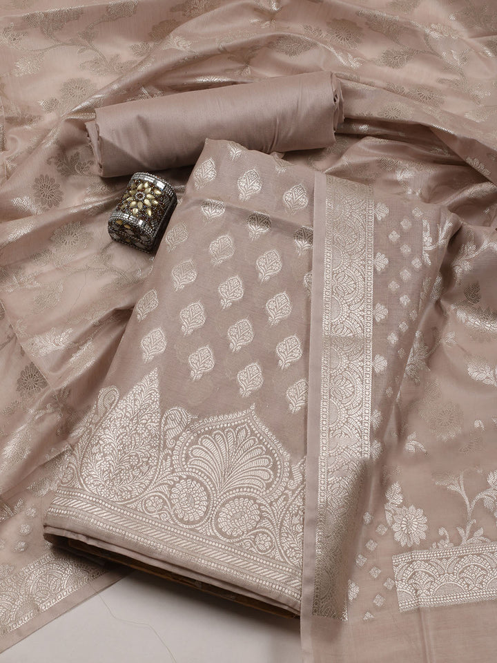 Woven Chanderi Unstitched Suit With Dupatta