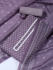 Neck Work Cotton Blend Unstitched Suit With Dupatta