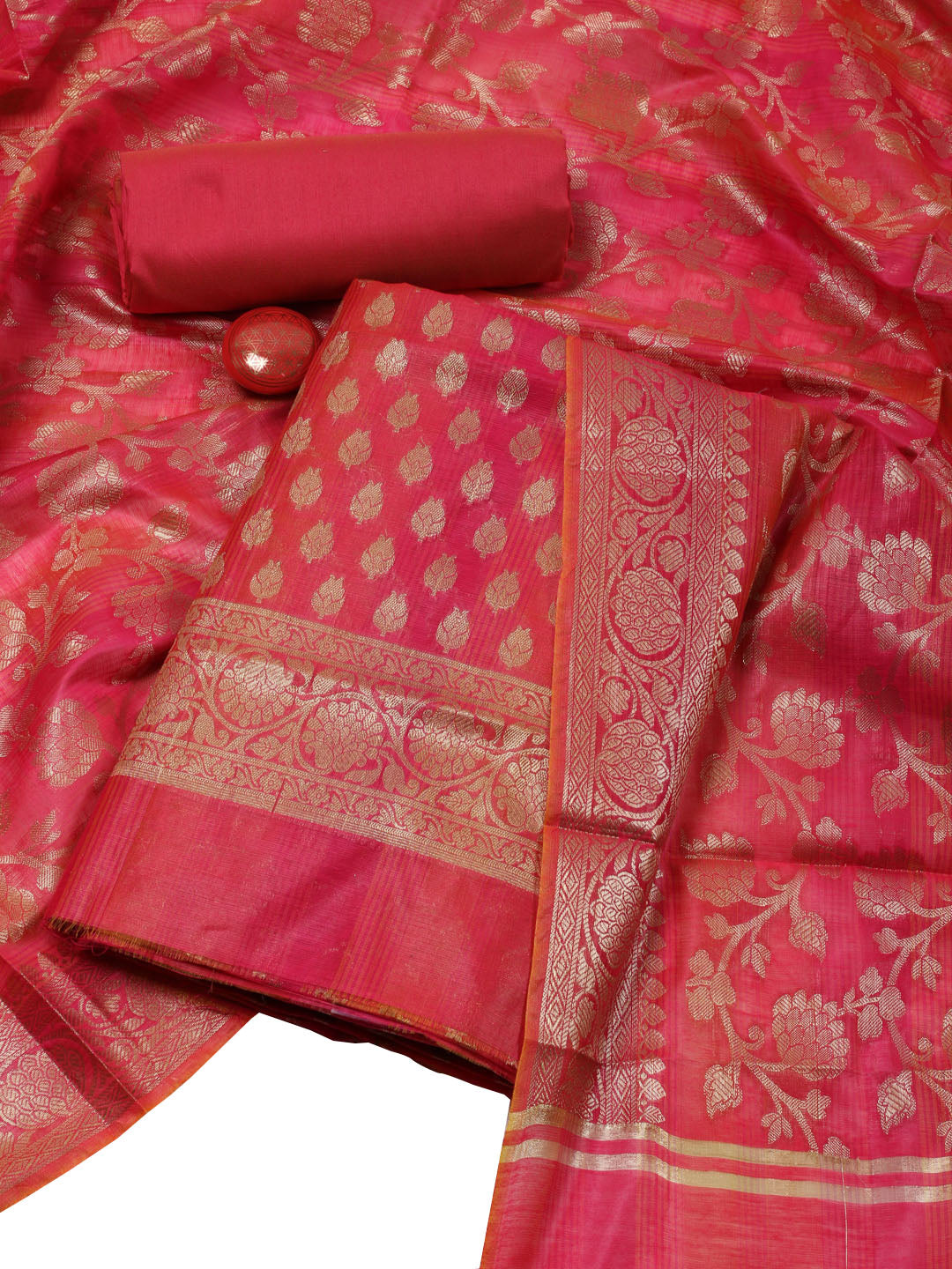 Woven Design Chanderi Unstitched Suit With Dupatta