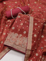 Woven Handloom Unstitched Suit Piece With Dupatta