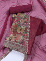 Neck Embroidered Tissue Unstitched Suit With Dupatta