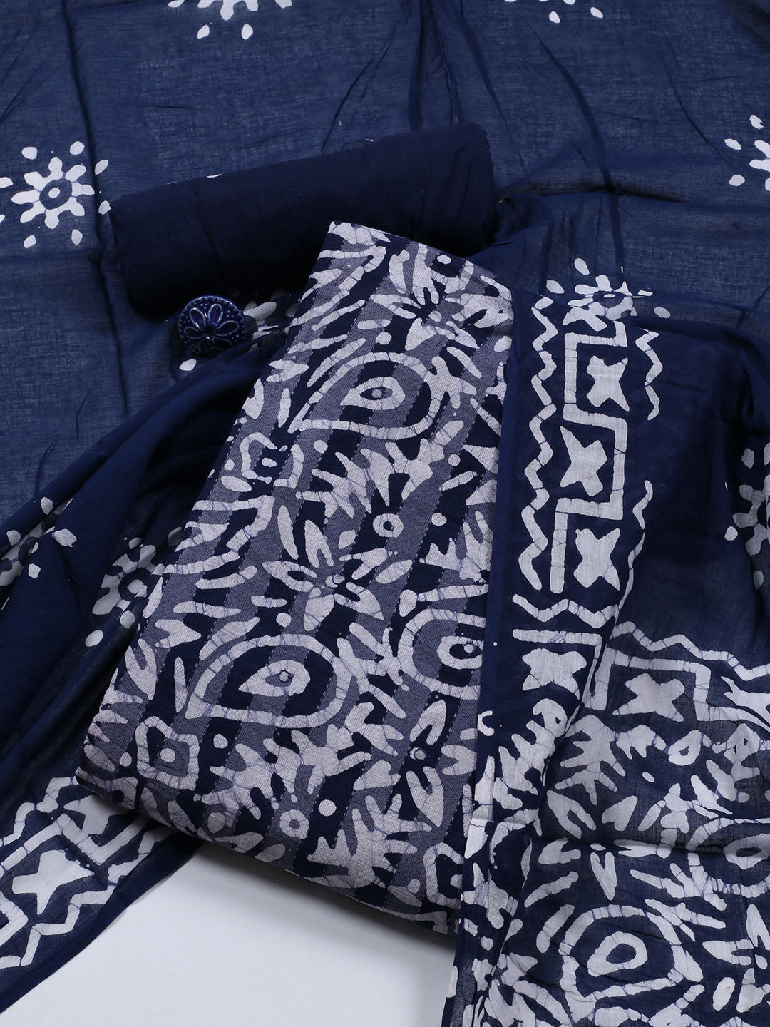 Printed Cotton Blend Unstitched Suit With Dupatta