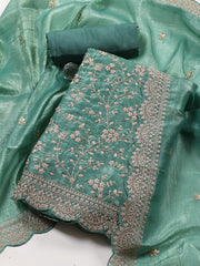 Embroidered OrganzaUnstitched Suit Piece With Dupatta