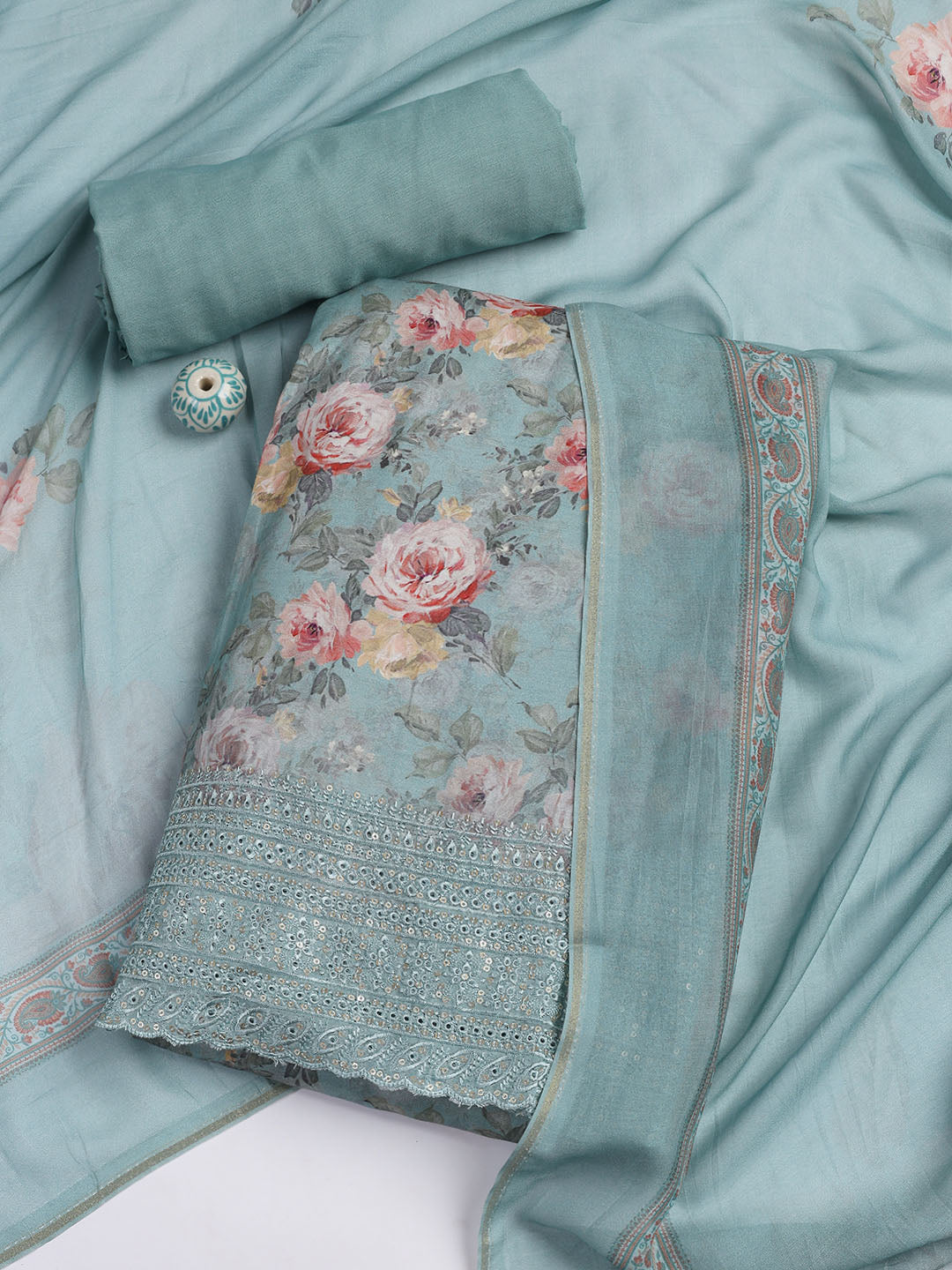 Printed Muslin Unstitched Suit With Dupatta
