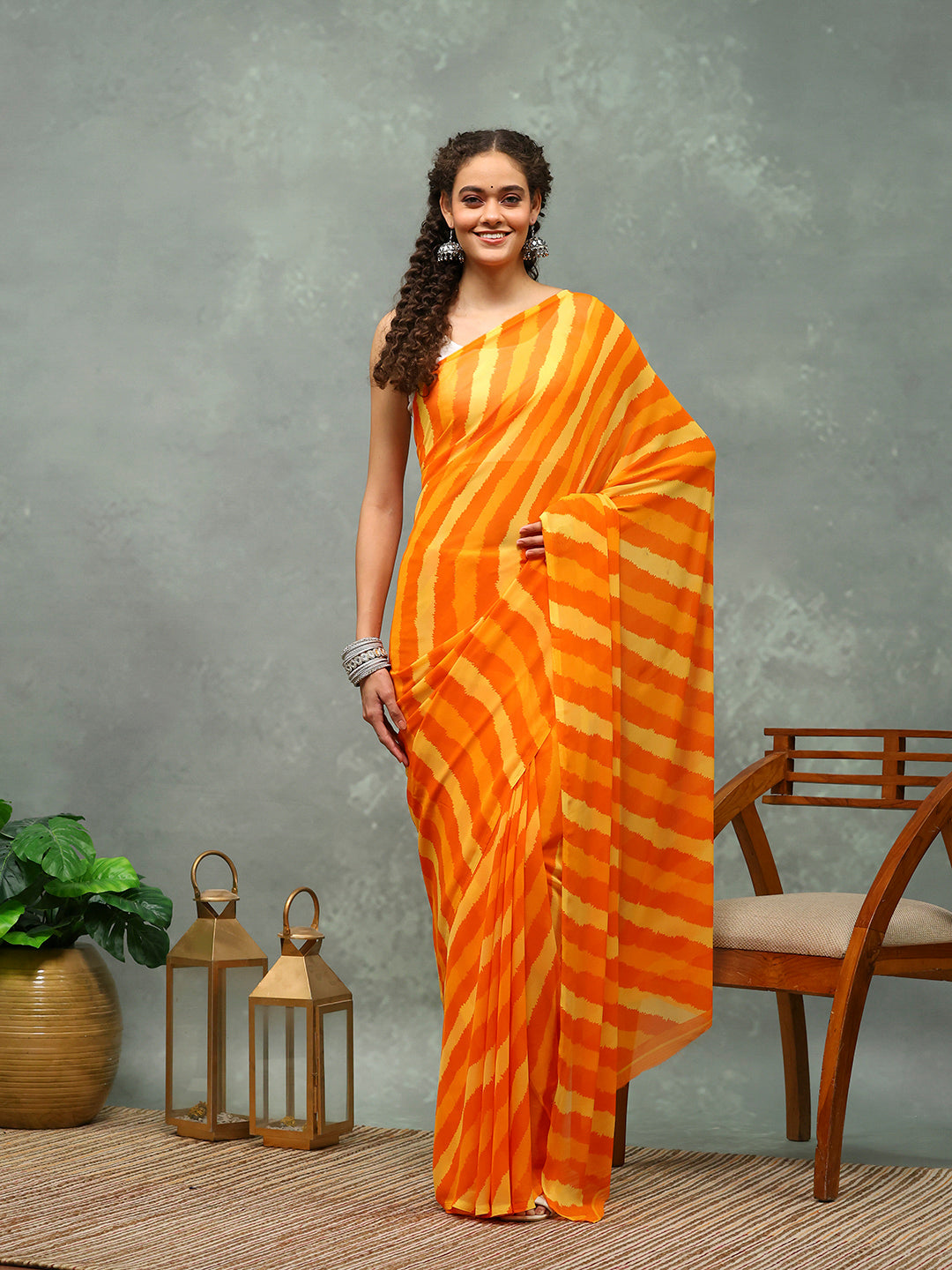 Abstract Printed Georgette Saree