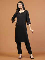 Printed Cotton Blend Kurta With Pants