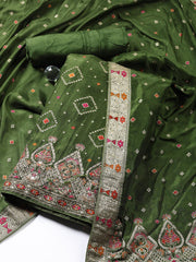 Woven Art Silk Unstitched Suit Piece With Dupatta