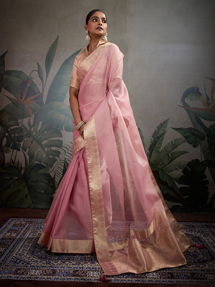 Woven Border Plain Art Silk Saree