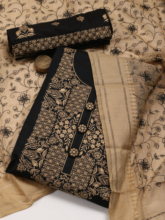 Neck Embroidered Cotton Unstitched Suit Dupatta