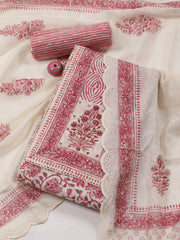 Printed Cotton Blend Unstitched Suit Piece With Dupatta