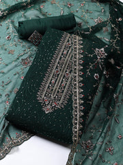 Embroidered Organza Unstitched Suit Piece With Dupatta