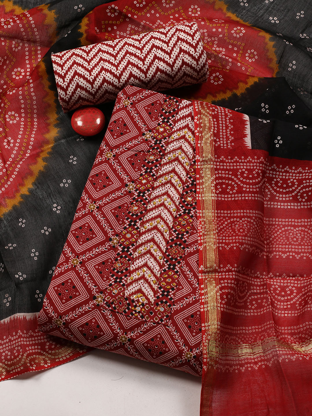 Neck Patti Cotton Blend Unstitched Suit Dupatta