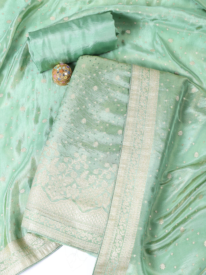 Embroidered Art Silk Unstitched Suit Piece With Dupatta