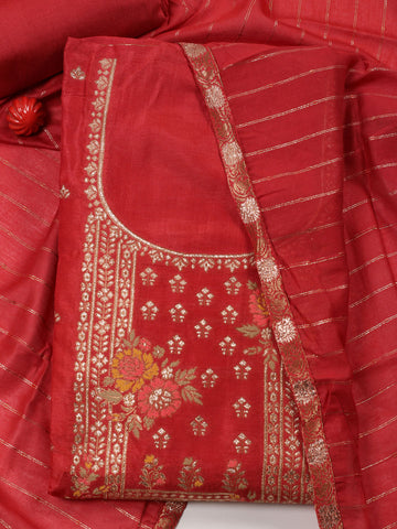 Woven Chanderi Unstitched Suit With Dupatta