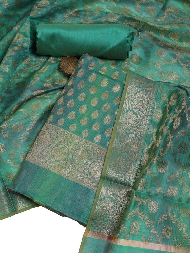 Woven Design Chanderi Unstitched Suit With Dupatta