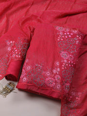 Embroidered Chinon Unstitched Suit With Dupatta