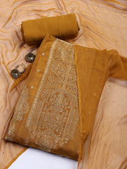 Neck Embroidered Chanderi Unstitched Suit With Dupatta