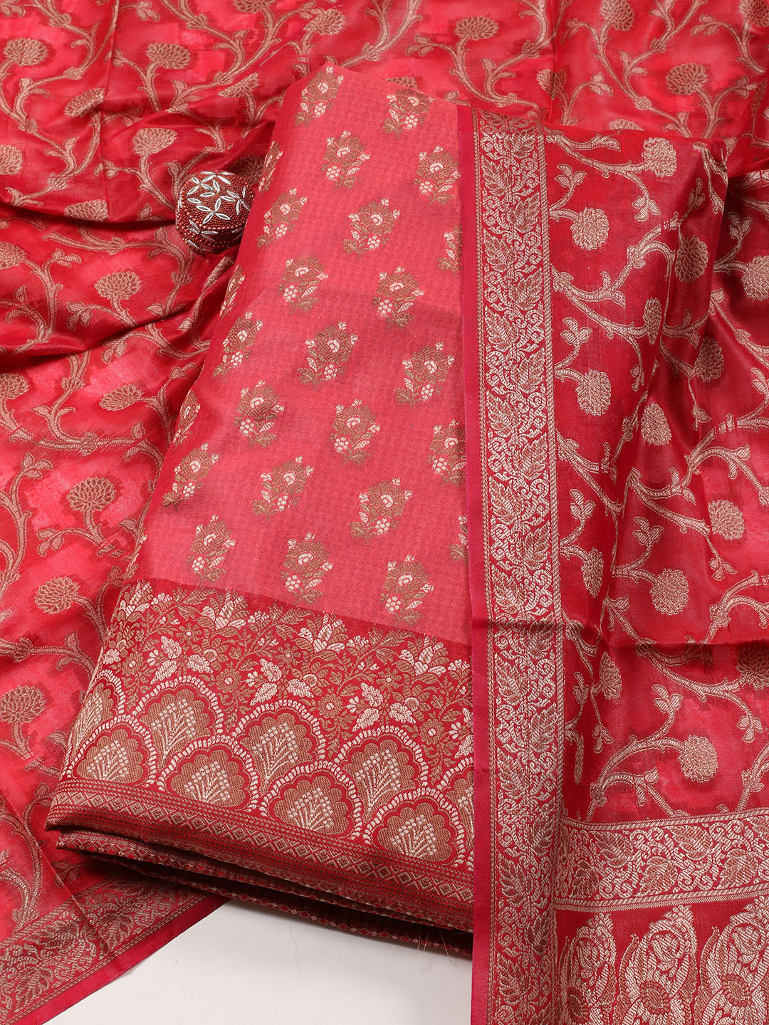 Woven Chanderi Unstitched Suit Piece With Dupatta