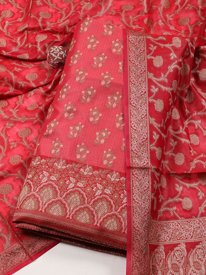 Woven Chanderi Unstitched Suit Piece With Dupatta