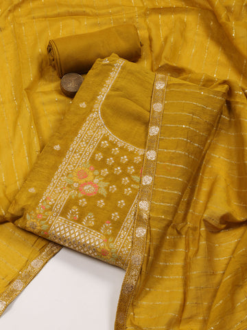 Woven Chanderi Unstitched Suit With Dupatta